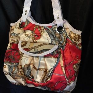New! Luxury Print Large Satin Nylon Fabric Tote